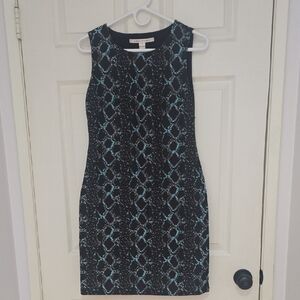 Diane Von Furstenberg Black and Blue Mini Dress Size 0 But Fits 2 Xs